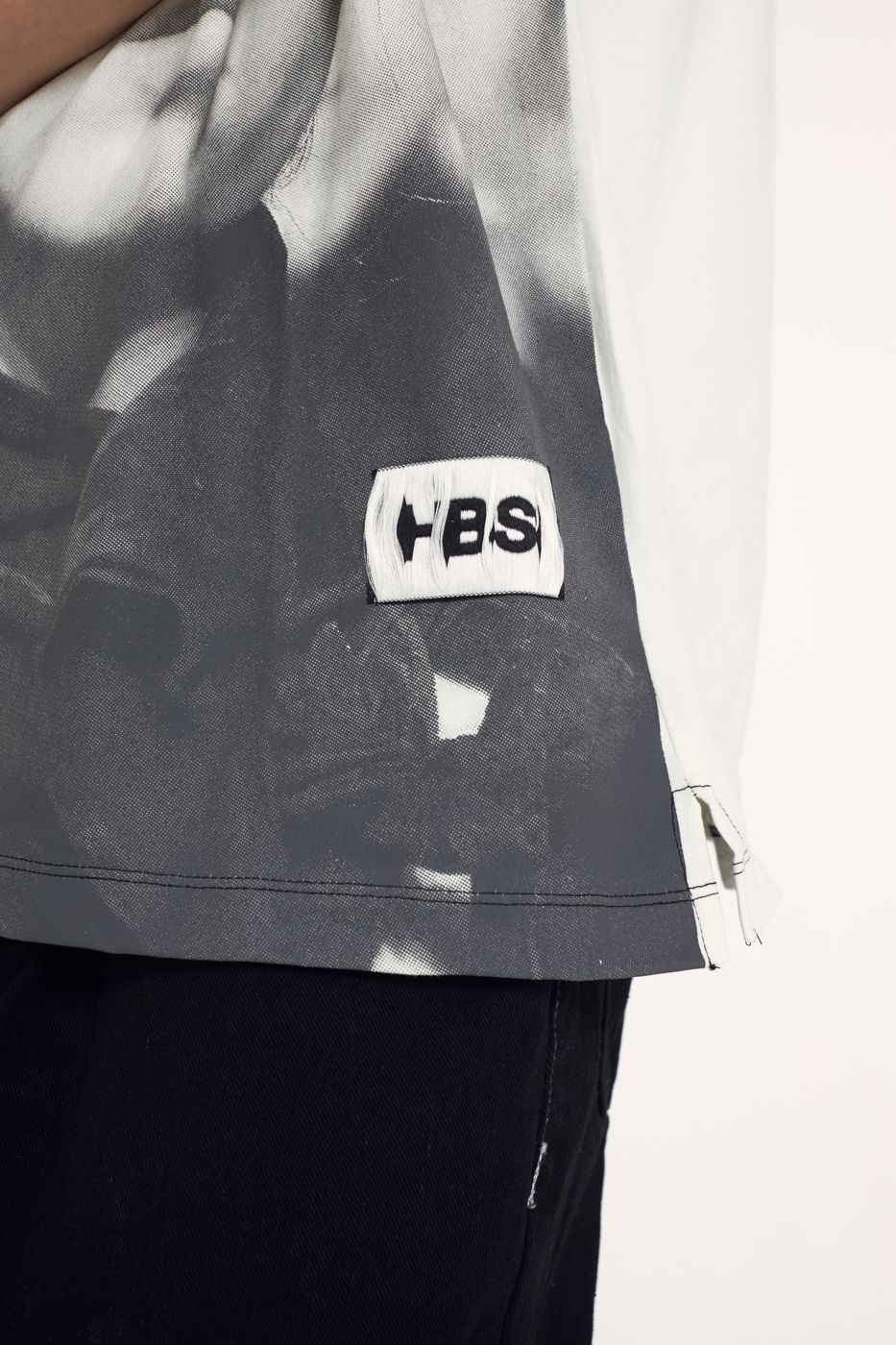 HBS label on a printed tee