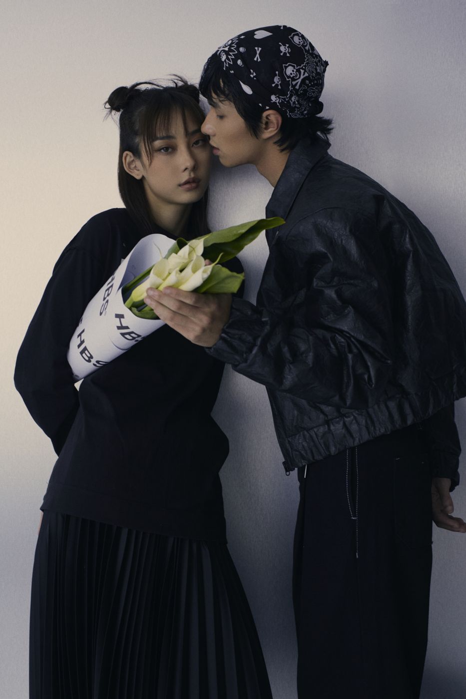 A kiss on the cheek, calla lilies